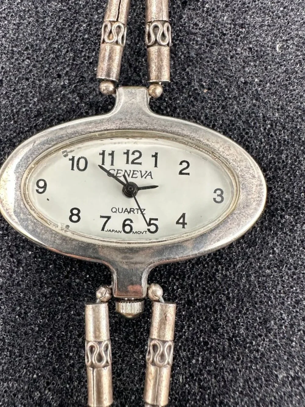 Geneva Watch Women Silver Tone Unakite Beaded Band Sterling Clasp New Battery